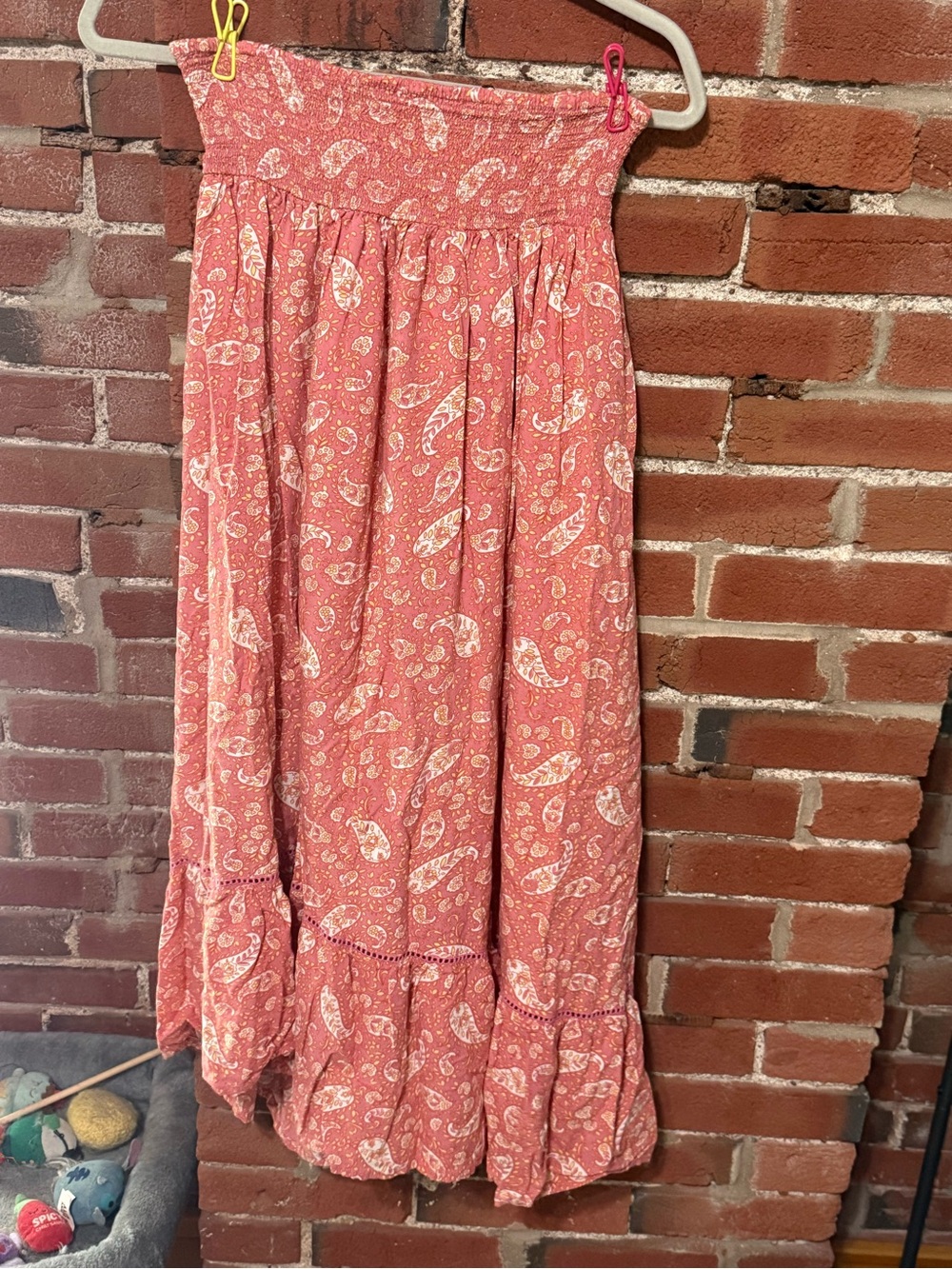 Patrons of Peace Coral Paisley Smocked-Waist Maxi Skirt